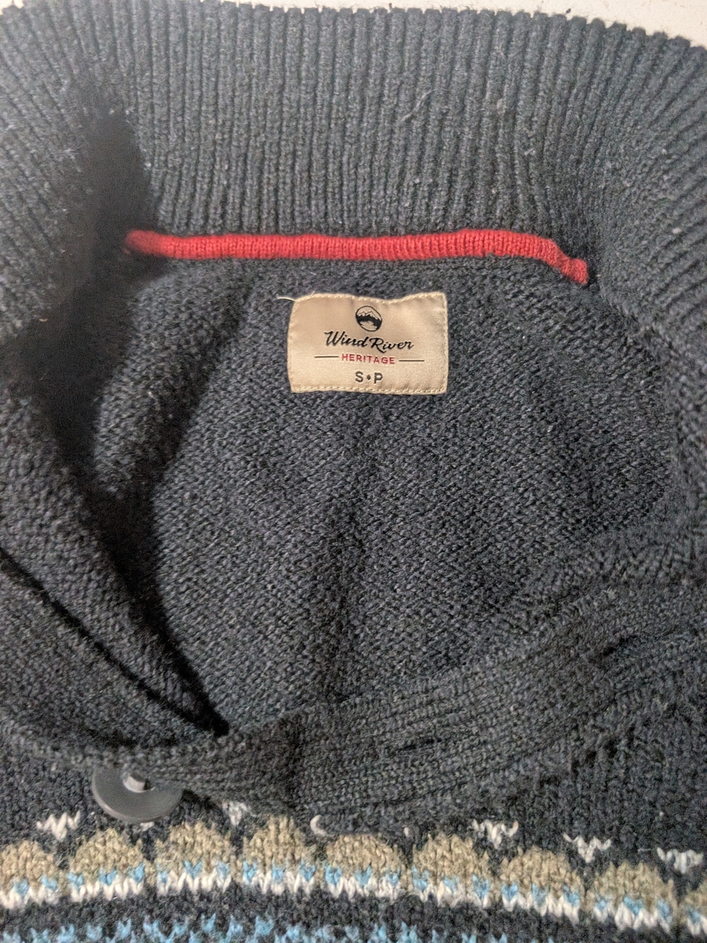 Heritage Men's Dark Navy Crewneck Sweater with Red Trim